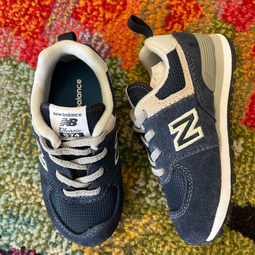 New Balance Kids' Blue and Beige Sneakers